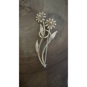 Vintage Signed Krementz 14k Overlay Flower Pin Brooch Gold Daisy Bouquet Retro